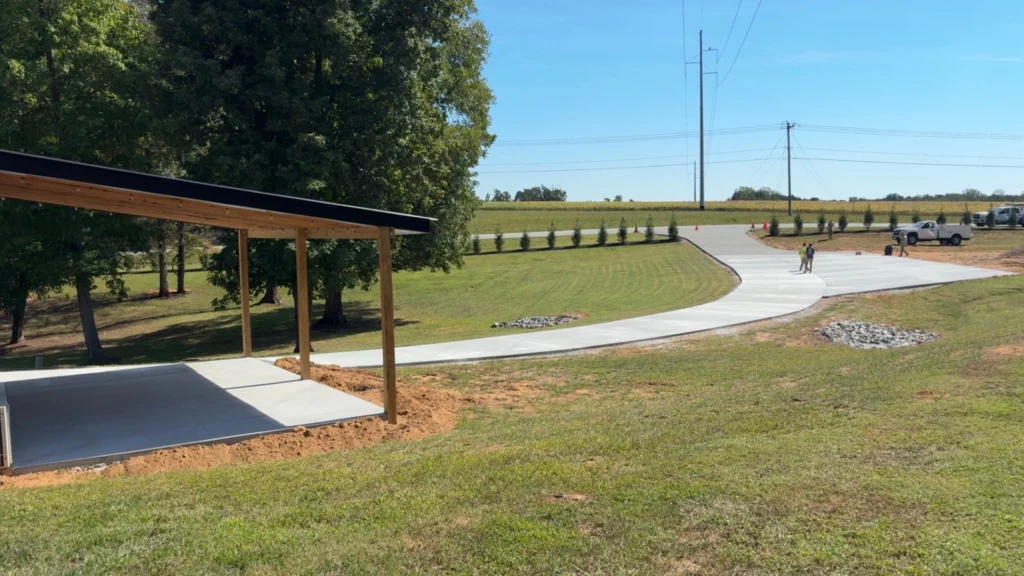 Large concrete driveway
