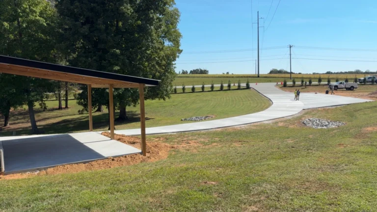 Large concrete driveway