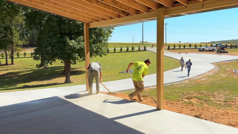 Large concrete driveway, finished