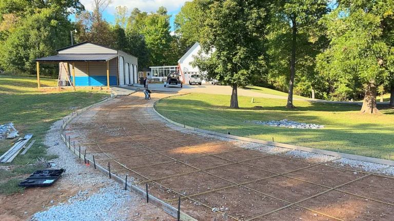 Forms and rebar for a large concrete driveway